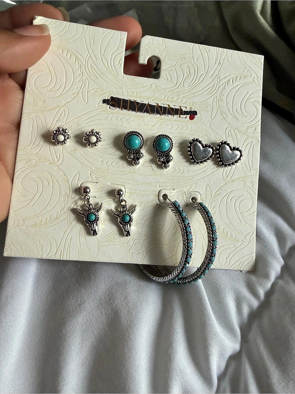 SILVERWAVE Women's Turquoise & Silver Earrings Set Like New